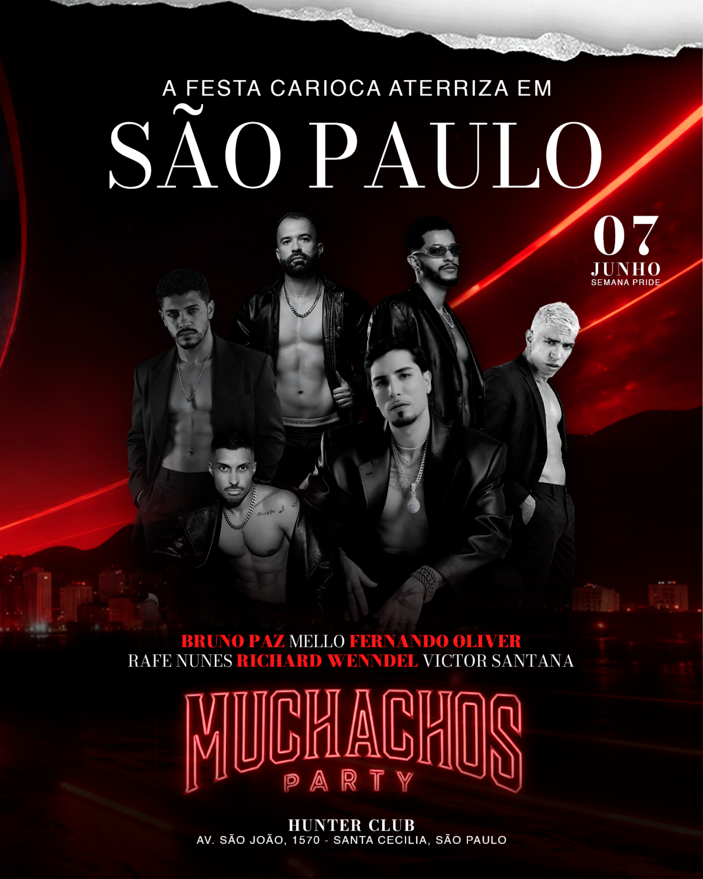 Muchachos Party estreia na Capital durante o fim de semana da Parada LGBT+ com maratona de festas na Hunter Club