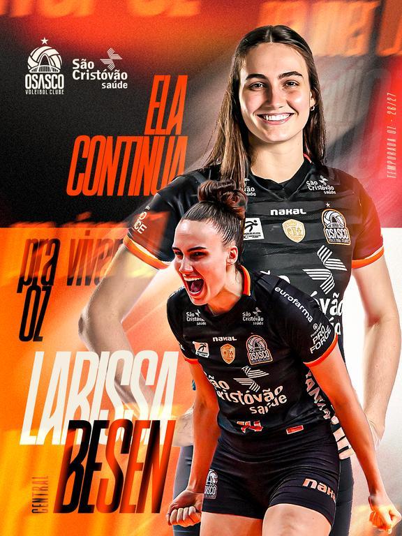 Larissa Besen vai disputar a terceira temporada com a camisa do Osasco São Cristóvão Saúde
