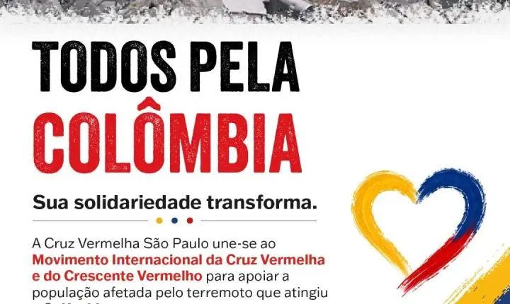 Cruz Vermelha São Paulo lança campanha TODOS PELA COLÔMBIA para apoiar vítimas do terremoto